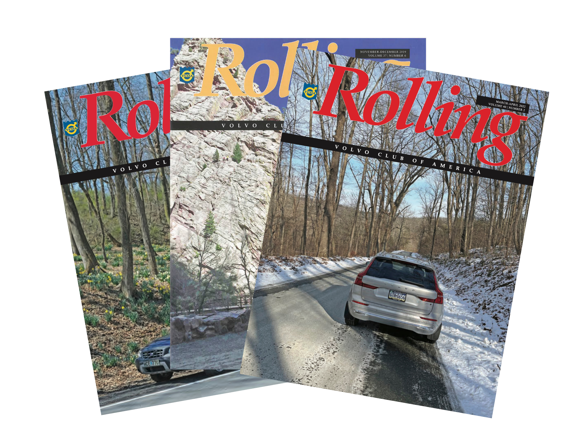 three rolling magazine covers